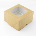 Коробка на 4 кекса с окном (белая/крафт)
